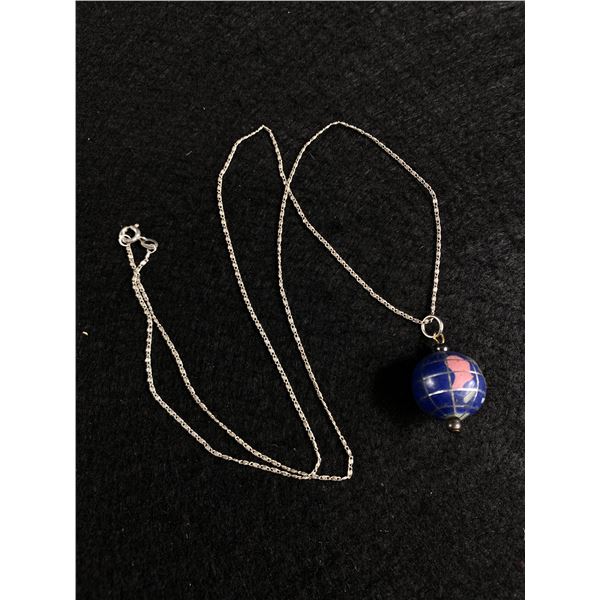 Sterling Silver Chain w/ Hand Crafted Globe Pendant