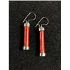 Image 1 : Vintage 925 Sterling Silver w/ Red Coral Earrings
