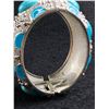 Image 2 : Turqouise Color Enamel and Stones Hinged Bangle