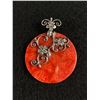 Image 1 : Beautiful Sterling & Possible Coral 2" Diameter Pendant