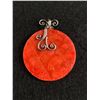 Image 2 : Beautiful Sterling & Possible Coral 2" Diameter Pendant