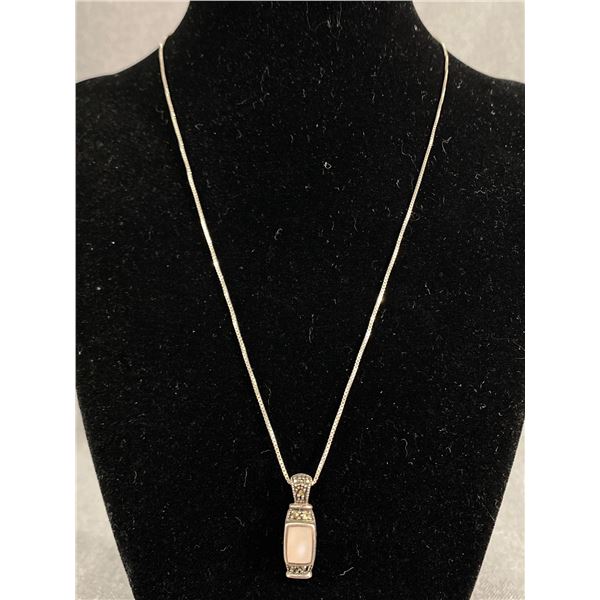 Very Pretty Necklace Sterling,Marcasite & Mother of Pearl