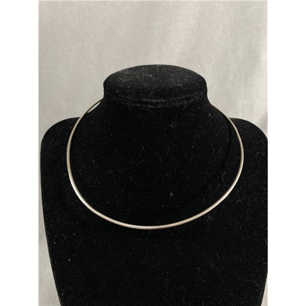 Nice Unusual .950 Silver Choker Ring Necklace
