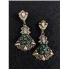 Image 1 : Good Pair of 1920's Green Stone and Silver Earrings