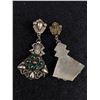 Image 2 : Good Pair of 1920's Green Stone and Silver Earrings