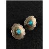 Image 1 : Pair of Vintage Navajo Sterling & Turquoise Earrings