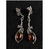 Image 1 : Exceptional Pair of Sterling & Amber Teardrop Earrings