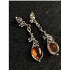 Image 2 : Exceptional Pair of Sterling & Amber Teardrop Earrings