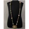 Image 1 : Pretty Lia Sophia Necklace- Gold & Grey Beads with Floral Drop