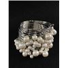 Image 1 : Statement Silvertone Bracelet with Pearls - Nice Quality