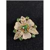 Image 1 : Stunning Vintage Floral Brooch with Gold Accents & Green Rhinestones