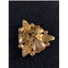 Image 2 : Stunning Vintage Floral Brooch with Gold Accents & Green Rhinestones