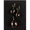 Image 1 : Beautiful Vintage Cut Smokey Top Pendant & Earrings. Earrings Marked Silver