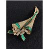 Image 1 : Vintage Green & White Rhinestone Brooch
