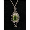 Image 2 : Vintage Sterling Silver Large Green Stone Pendant with Sterling Silver Chain