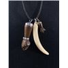 Image 2 : 1 Ivory Genuine Tusk Pendant with 2 Carved Wood ARM Pendants