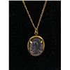 Image 2 : Vitnage Carved Glass Pendant with Chain Necklace Signed Anne Koplik Made in USA
