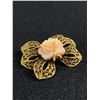 Image 2 : Gildid Metal & Coral ? Rose. 1950's Brooch