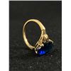 Image 2 : 10k Gold Ladies Dress Ring with Large Blue Stone