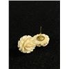 Image 2 : Pair of Carved Ivory Floral Earrings 1950's