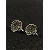 Image 1 : Very Nice Art Deco Sterling & Marcasite Scallop Earrings
