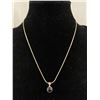 Image 1 : Mid Century Modern Look Sterling Necklace with Amethyst Drop