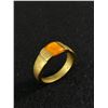 Image 2 : Unusual Man's Ring. 1960's Brass & Amber
