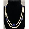 Image 1 : 14k Gold Bead Genuine Lapis & Pearl Necklace