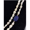 Image 2 : 14k Gold Bead Genuine Lapis & Pearl Necklace