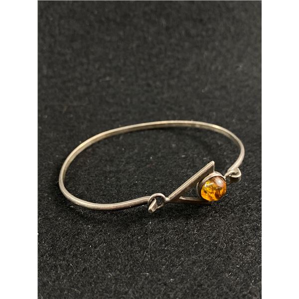 Genuine Amber Sterling Cuff Bracelet