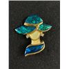 Image 1 : Vintage Gold Plated Abalone Shell Brooch