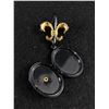 Image 2 : Vintage Pearl Black Enamel Locket Brooch