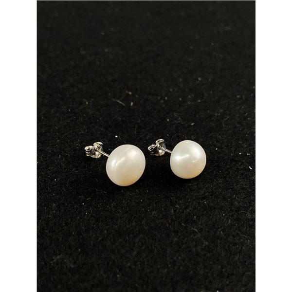 Large Genuine Pearl Earrings .925