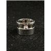 Image 1 : 925 Sterling Silver Wide Ring Band. Signed with Stone
