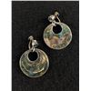 Image 1 : Lovely Mexican Sterling Silver Large Abalone Screw On Earrings Signed Taxco Beto. 925 Sterling Silve
