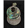 Image 2 : Lovely Mexican Sterling Silver Large Abalone Screw On Earrings Signed Taxco Beto. 925 Sterling Silve