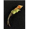 Image 1 : Beautiful Vintage Genuine Amber Flower Brooch