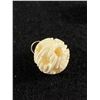 Image 2 : Gold Dangling Hand Carved Bone or Ivory Puzzle Ball Earrings