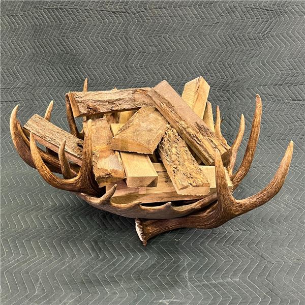 Moose Antler Log/Magazine/Blanket Rack