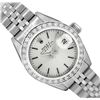 Image 1 : Rolex Ladies Stainless Steel Silver Index Diamond Bezel Date Wristwatch