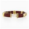 Image 6 : Cassetti 18k Gold Red Enamel Baby & Adult Elephants Hinged Open Bangle Bracelet