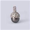 Image 3 : 18K White Gold, Large Black South Sea Pearl & Multicolor Diamond Pendant