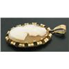 Image 3 : Antique Victorian 14k Gold Hand Carved Shell Oval Cameo Pendant w/ Curled Frame