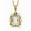 Image 5 : Vintage 14k Gold Blue Stone Solitaire In Open Twisted Wire 18" Pendant Necklace