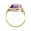 Image 7 : Antique Art Deco 14k Gold Rectangular Step Cut Amethyst Solitaire Filigree Ring