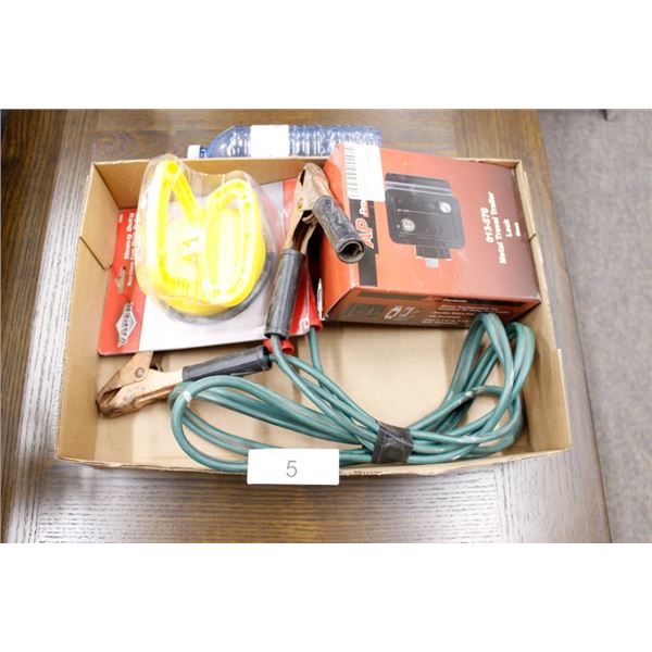 Jumper cables, suction cup, Metal travel trailer