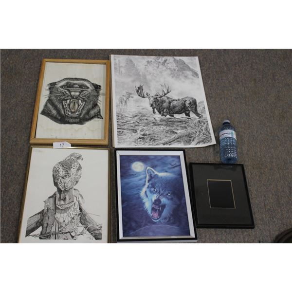 Framed animal artworks