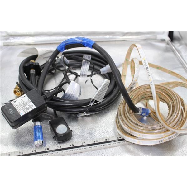 Propane hose, LED light strip, chain,