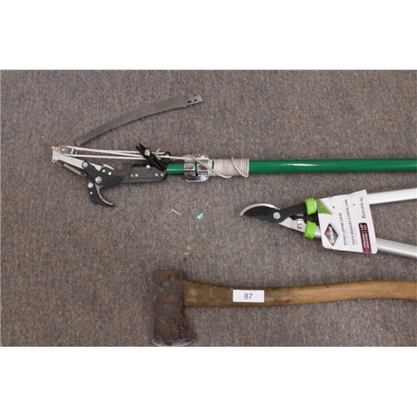 Axe, pole pruning tool, garden shears