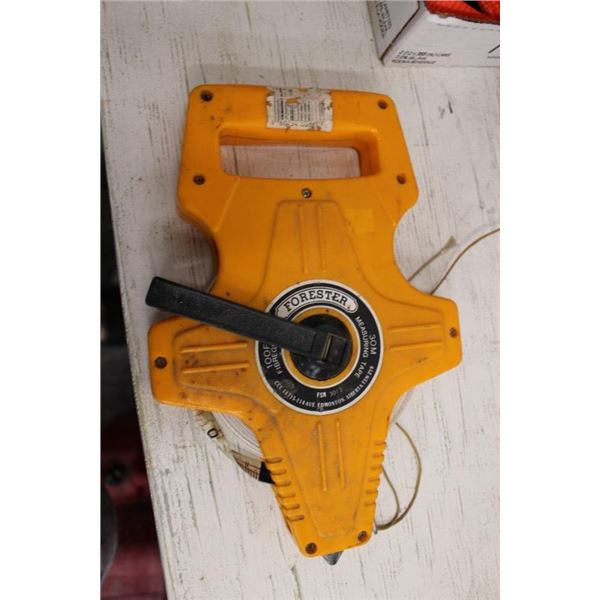 Trailer hitch, pry bar, mini sledge, 30m tape